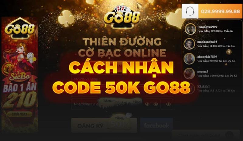 Nhận thưởng Code Go88